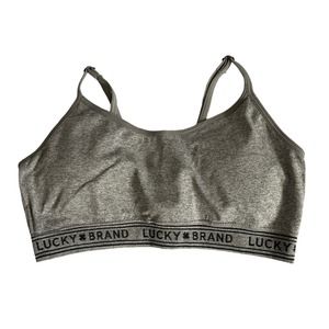 Lucky Brand Gray Sports Bra Bralette Adjustable Straps Removable Pads‎ MED